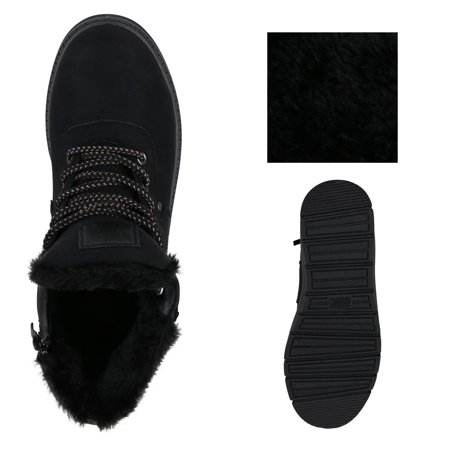 VAN HILL Damen Warm Gefüttert Worker Boots Stiefelette Strick Winter Schuhe Stiefelette Damen Warm Gefüttert Worker Boots Stiefelette Strick Winter