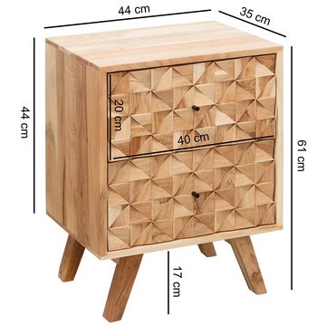 Lomadox Nachttisch, Nachtkonsole Nachtschrank Front mit Details, B/H/T ca. 44/61/35 cm