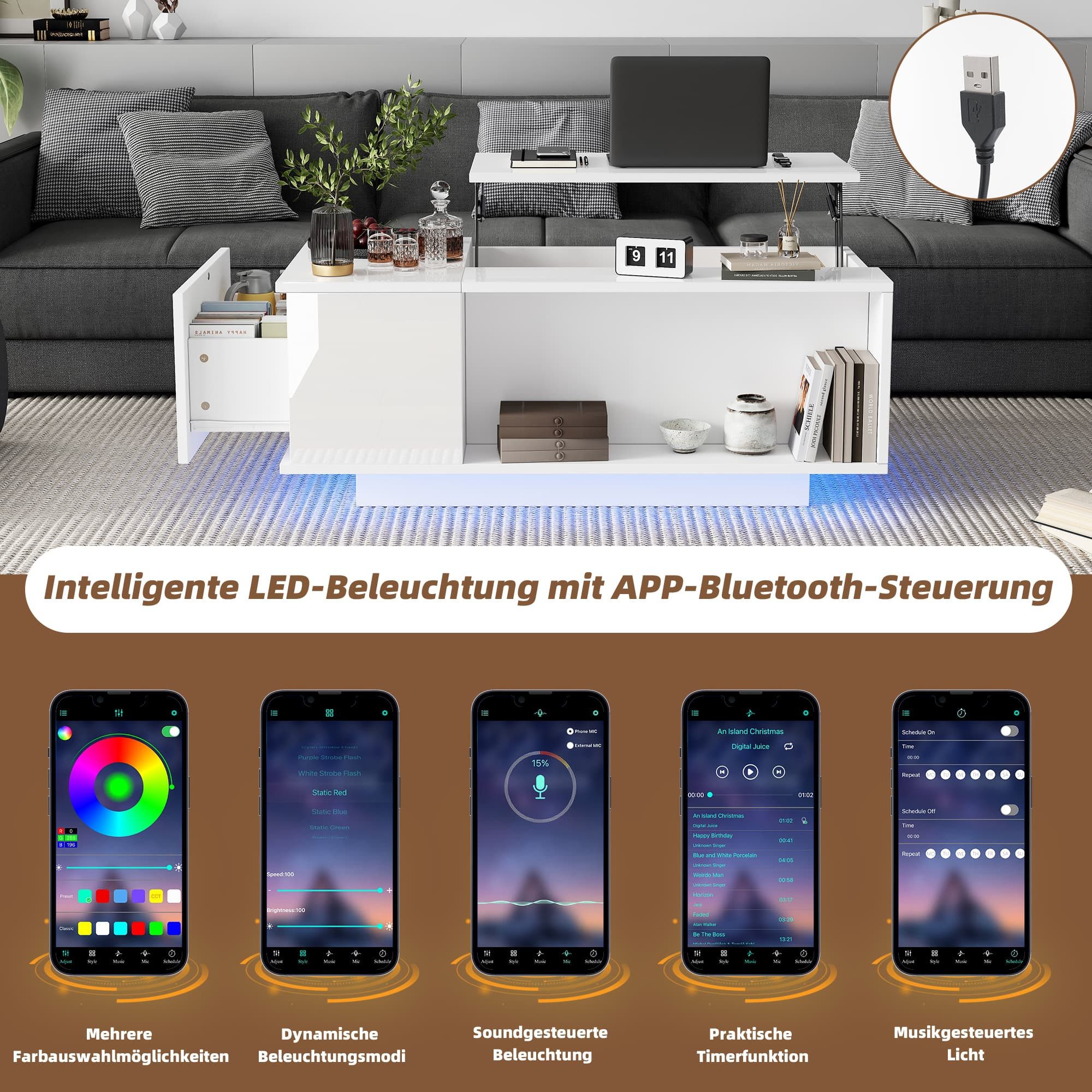 BlingBin Couchtisch 100*50*40cm Höhenverstellbarer Kaffeetisch mit günstig online kaufen