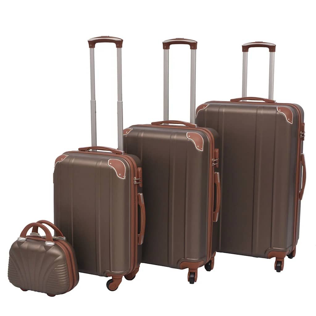vidaXL Trolleyset Vierteiliges Hartschalen-Trolley-Set Kaffeebraun, (1 tlg)