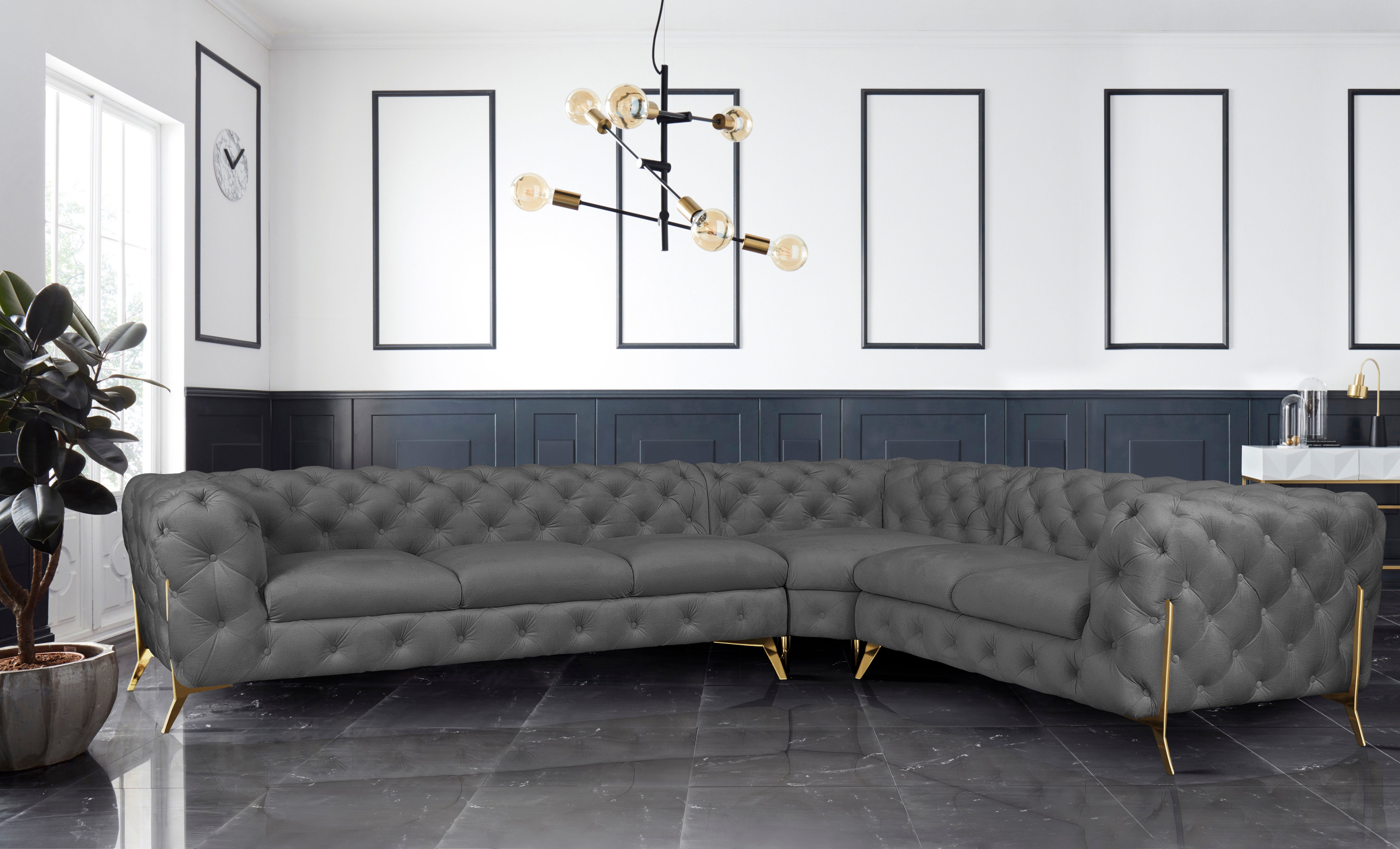 Leonique Chesterfield-Sofa Amaury L-Form, großes Ecksofa, günstig online kaufen