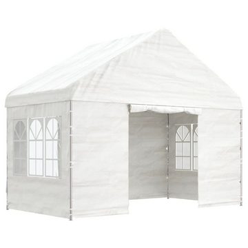 vidaXL Partyzelt Pavillon mit Dach Weiß 4,08x2,23x3,22 m Polyethylen