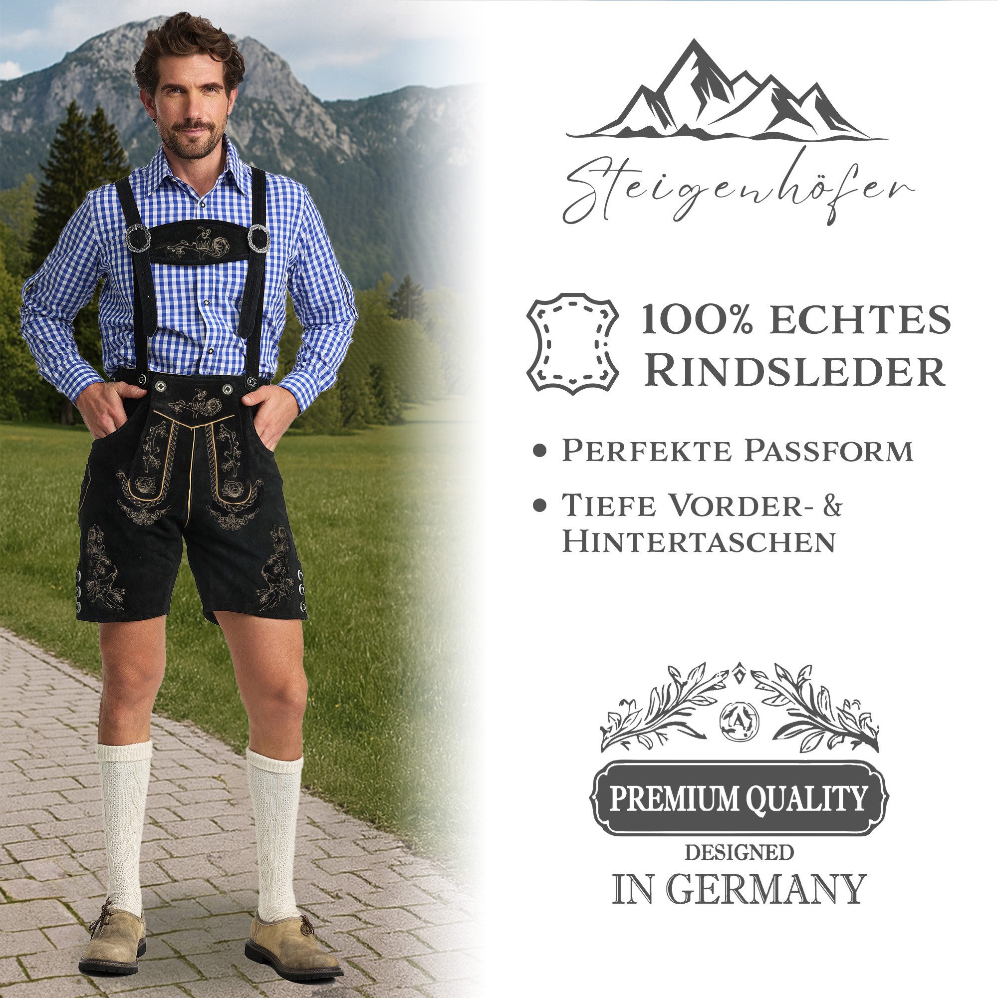 Steigenhöfer Manufaktur Trachtenlederhose Lederhose Herren Tracht günstig online kaufen