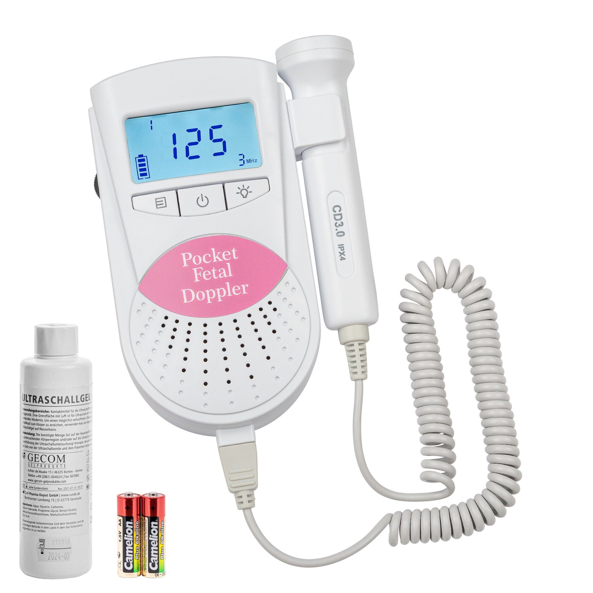 Sonoline Babyphone Sonoline B Fetal Doppler pink 3MHz +Gel+Batterien
