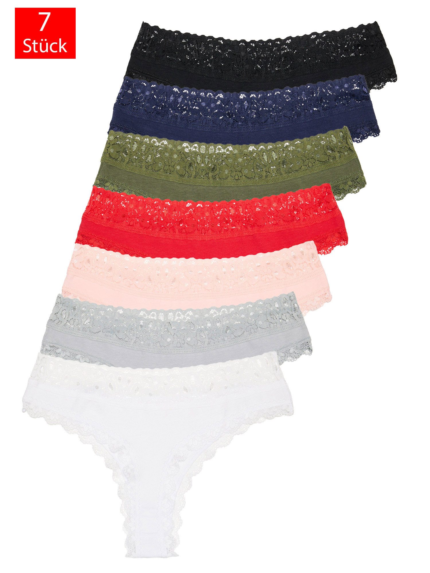 String 7er-Pack Damen Tanga Unterhose F916