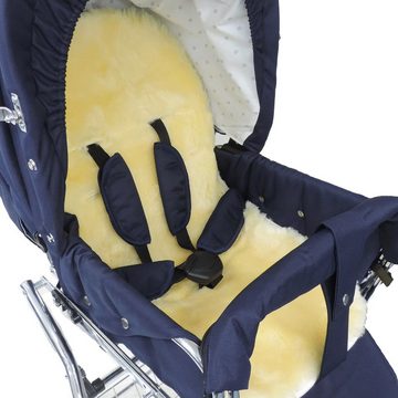Altabebe Kinderwagen-Sitzauflage universal Lammfellauflage mit Gurtschlitzen, (Lammwolle auf Textilrücken, kuschlig warm und weich), atmungsaktiv und klimaregulierend - für Kinderwagen, Tragetaschen uvm