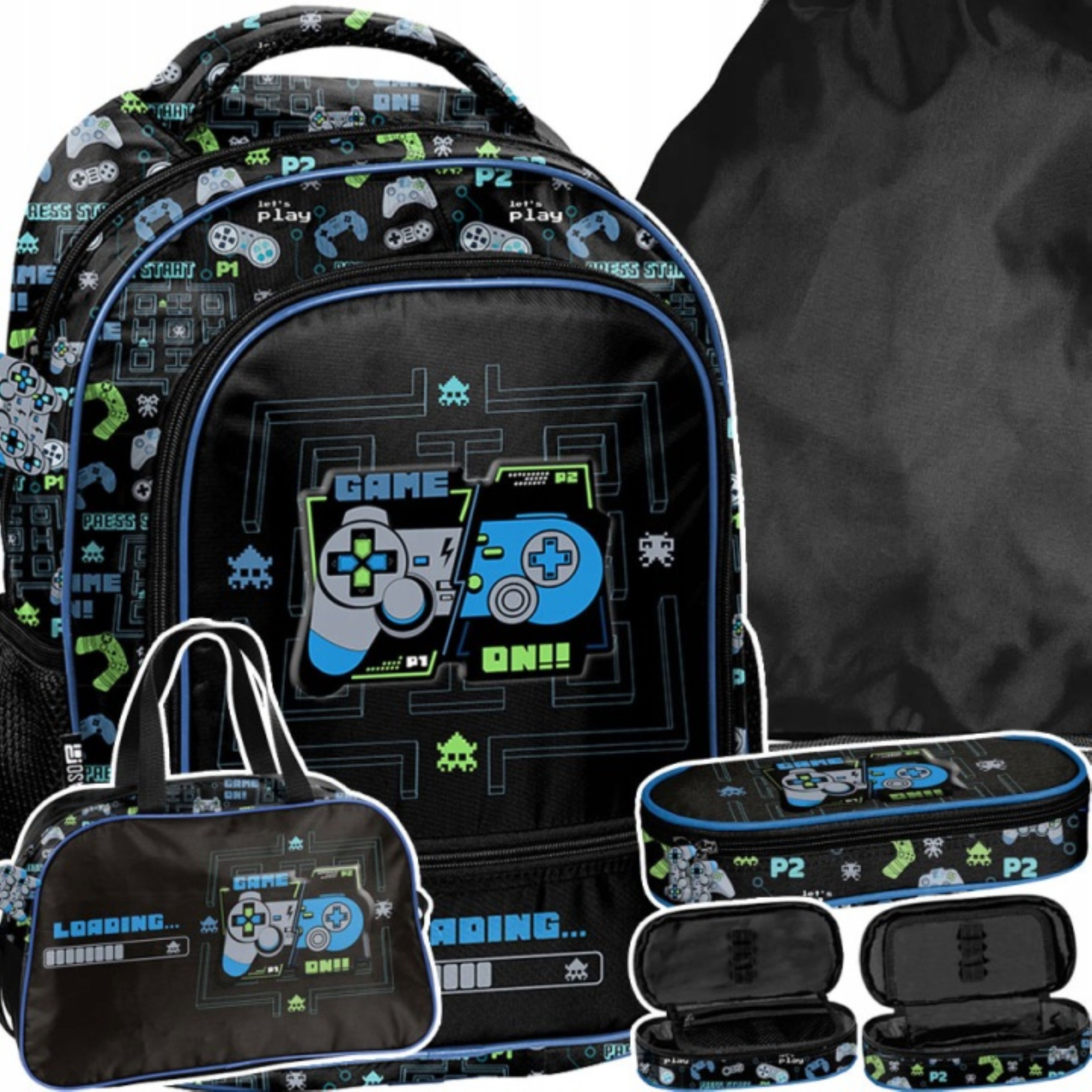 PASO Schulrucksack Paso Schulrucksack Set Pad für Jungen 4-teilig Gaming Rucksack (1-tlg)