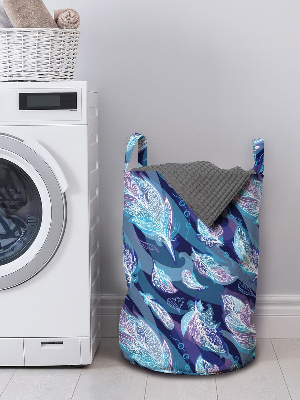 Abakuhaus wellig für Kordelzugverschluss Paisley Wäschesäckchen Wäschekorb und Waschsalons, Griffen Design mit Feder