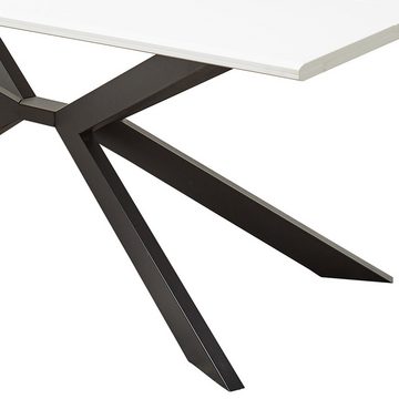 Lomadox Esszimmer-Set FALLON-55, (Spar-Set, 4-St), Tisch mit Spider-Fußgestell, 180x100cm, weiß mit Eiche