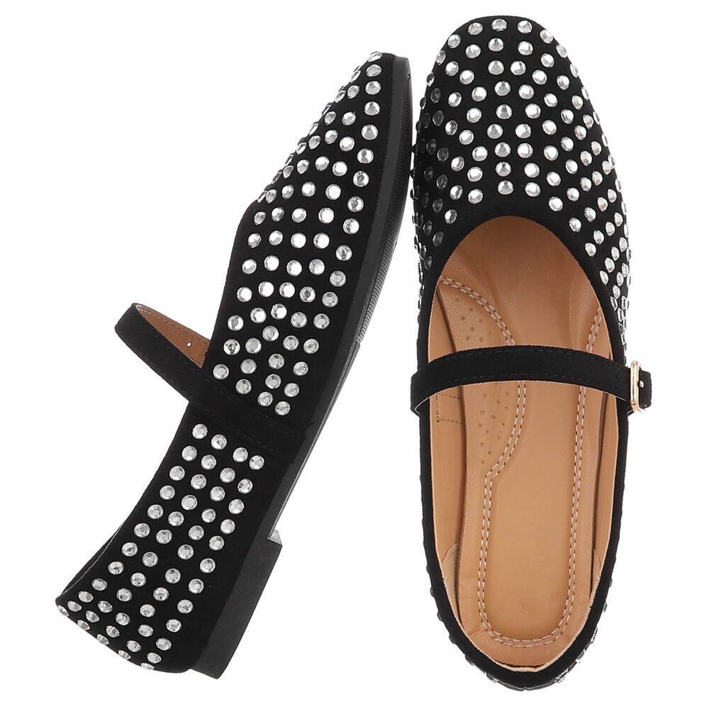 Ital-Design Bequemer Damenschuh mit Dekorativen Details für Freizeit Schnürpumps (91554536) Blockabsatz Riemchenballerinas in Schwarz