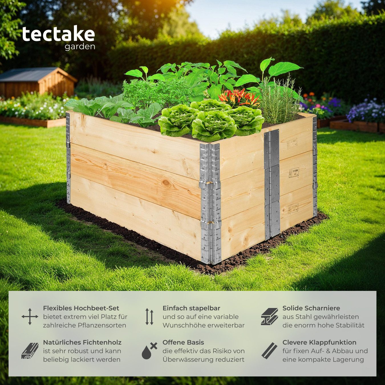 tectake Hochbeet Pflanzenkasten klappbar und stapelbar günstig online kaufen