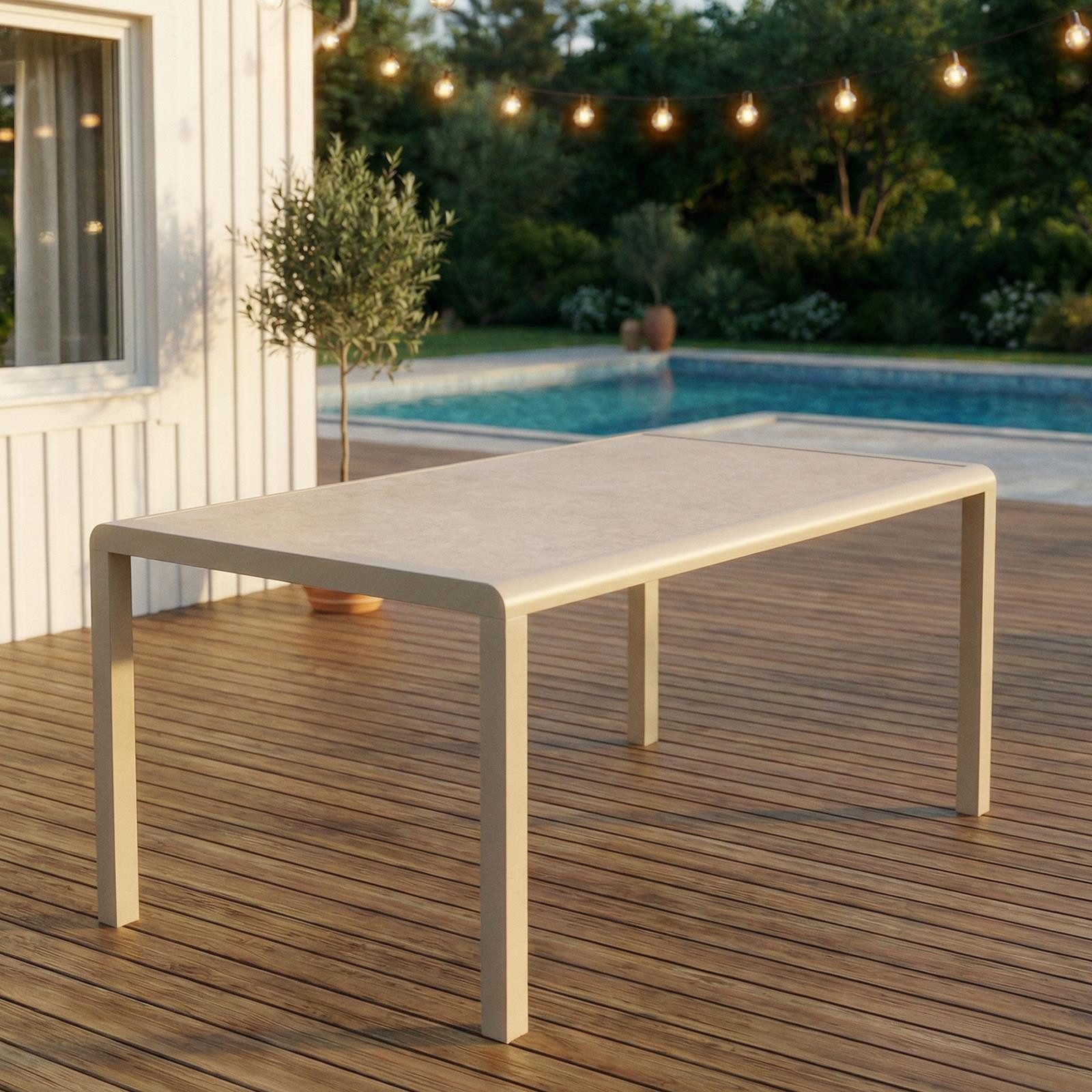 IDIMEX Gartentisch TRAPANI, Gartentisch 160x90 cm mit Aluminiumgestell und Stein-Glasplatte Beige