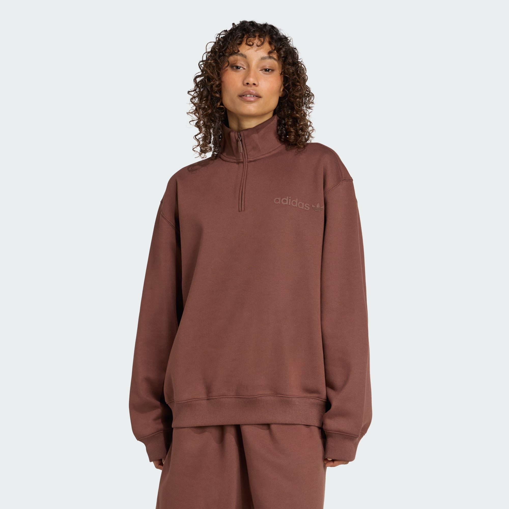 adidas Originals Sweatshirt ESSENTIALS LINEAR QUARTER-ZIP OVERSIZED OBERTEIL