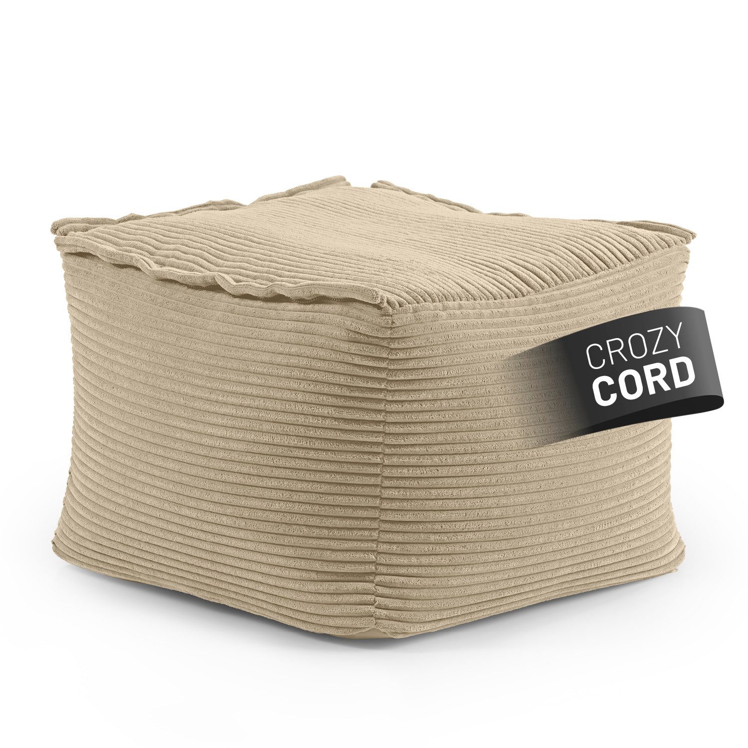 Lumaland Sitzsack Hocker Modular Cord 54x54x40cm senfgelb, Sessel abnehmbarer Bezug kombinierbar waschbar 54x54x40cm