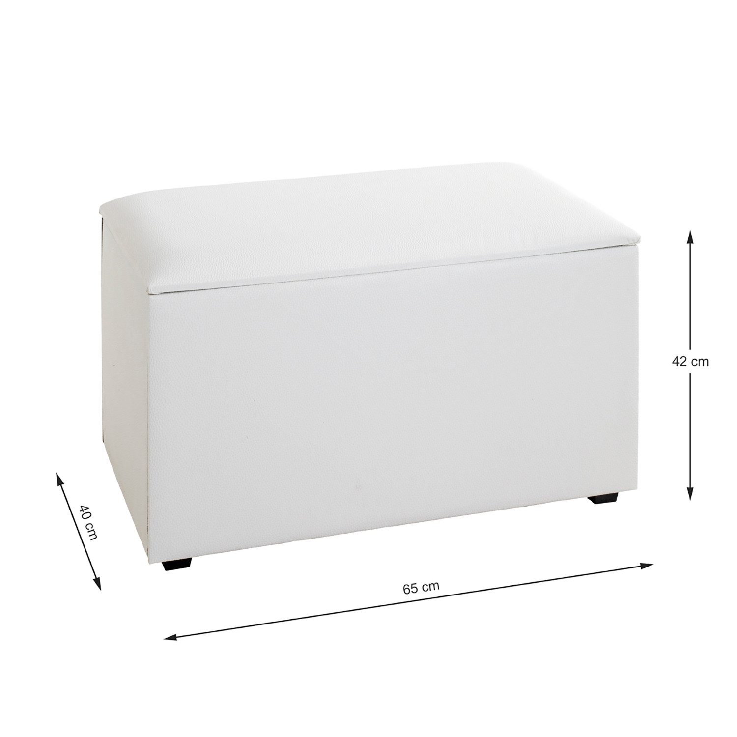 HAKU Sitztruhe Truhe - weiß - Kunstleder, MDF - H. 42cm x B. 65cm - Sitzbank (1xSitztruhe, Deckelbank - Truhenbank), Banktruhe - Truhenbank - Sitzkiste - Kistenbank