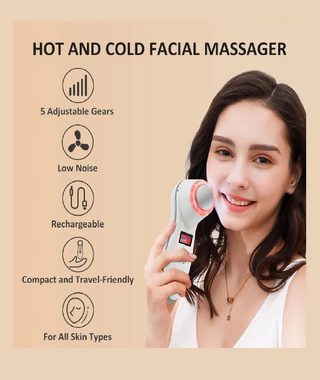 Jiumei Massageroller LED-Lichttherapie-Hautpflegegerät für das Gesicht, Heißes und kaltes Gesichtsmassagegerät, Hot&Cold, LED-Licht