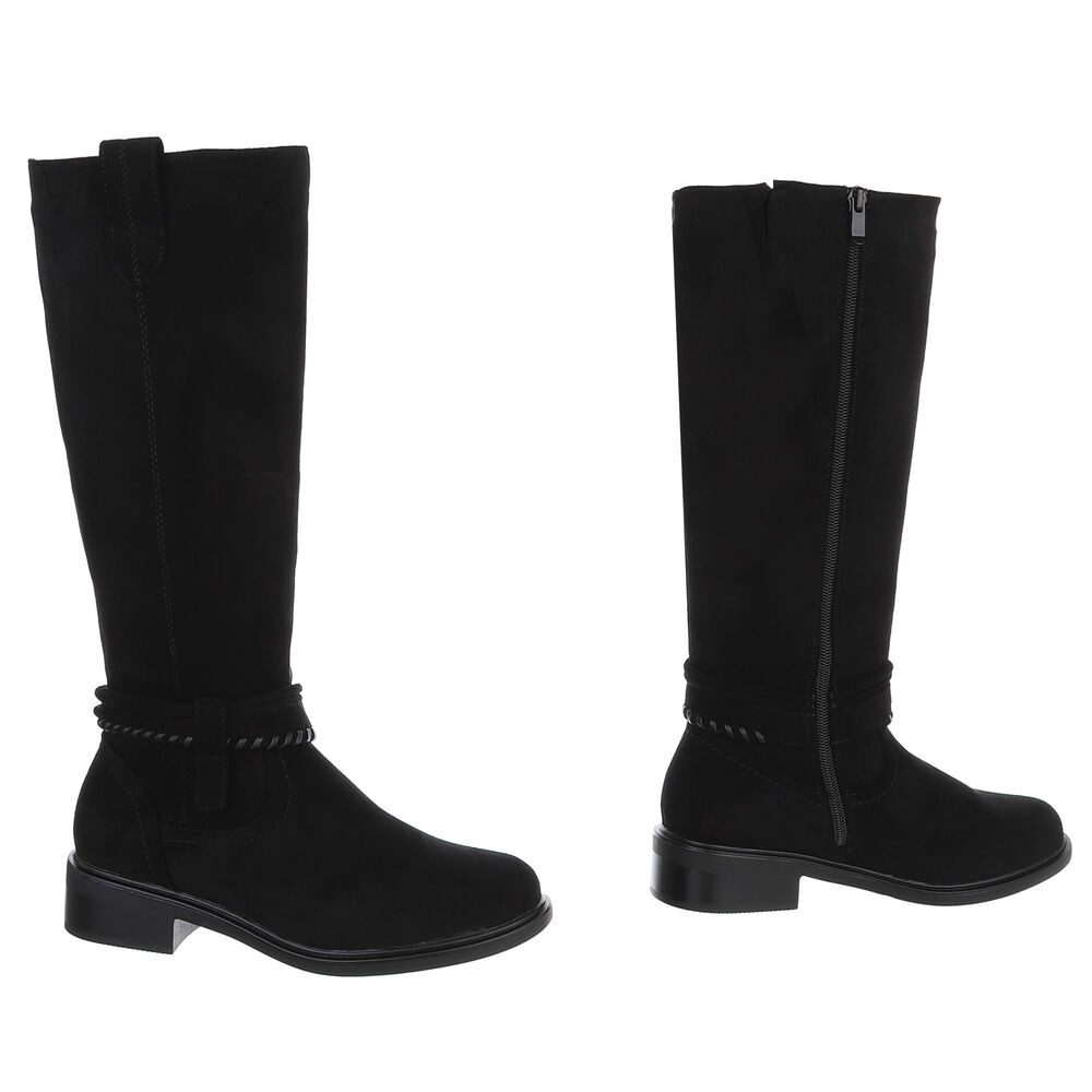 Ital-Design Damen Langschaftstiefel mit Blockabsatz und Zierdetails Stiefel (92355146) Blockabsatz Flache Stiefel in Schwarz – Bild 4 von 5