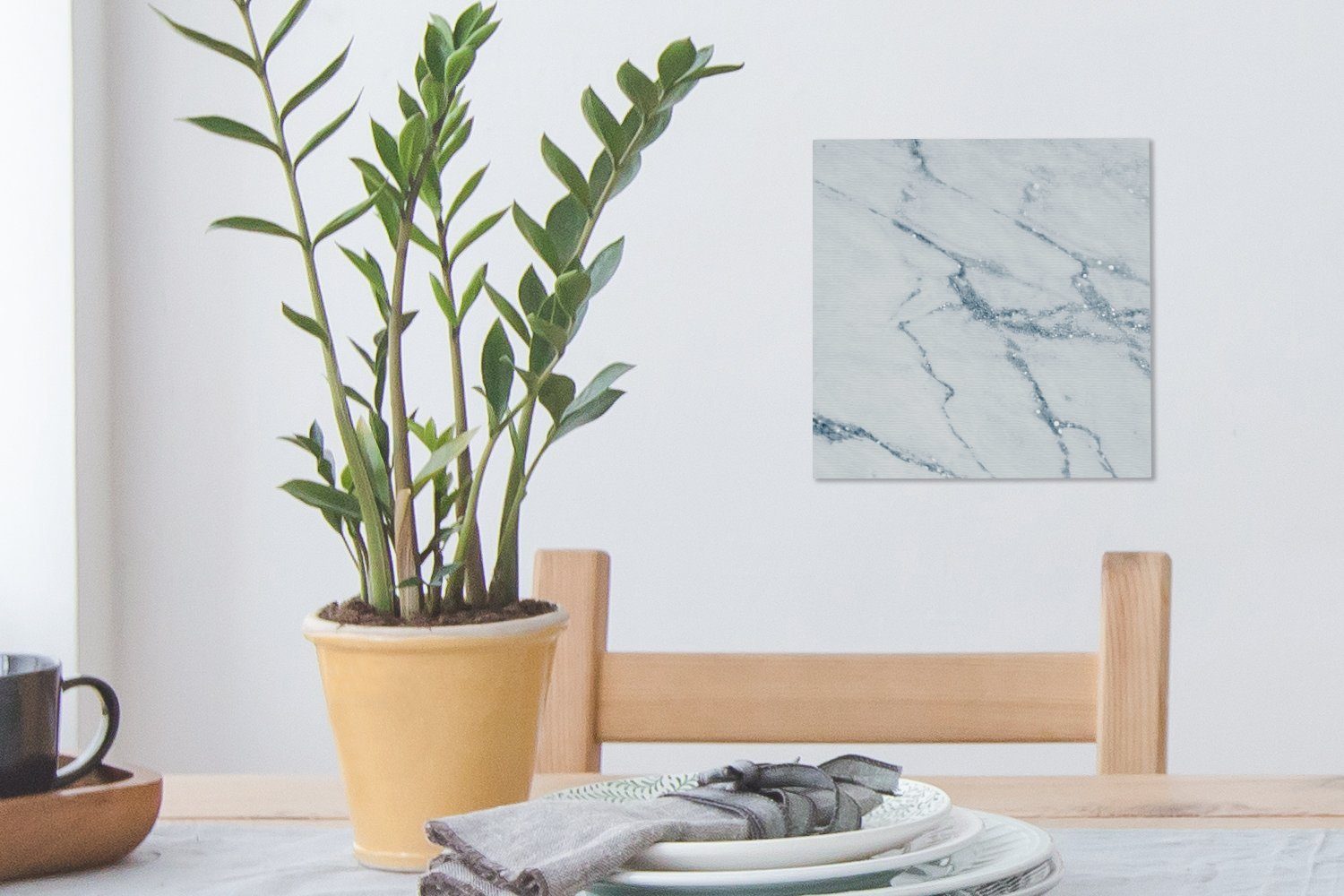 Kalkstein, Blau bunt Wohnzimmer OneMillionCanvasses® für Leinwand - Bilder - Marmor Schlafzimmer Leinwandbild (1 St),