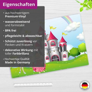 cover-your-desk.de Schreibtischunterlage abwaschbar - Märchenschloss Prinzessin - aus Vinyl - Made in Germany