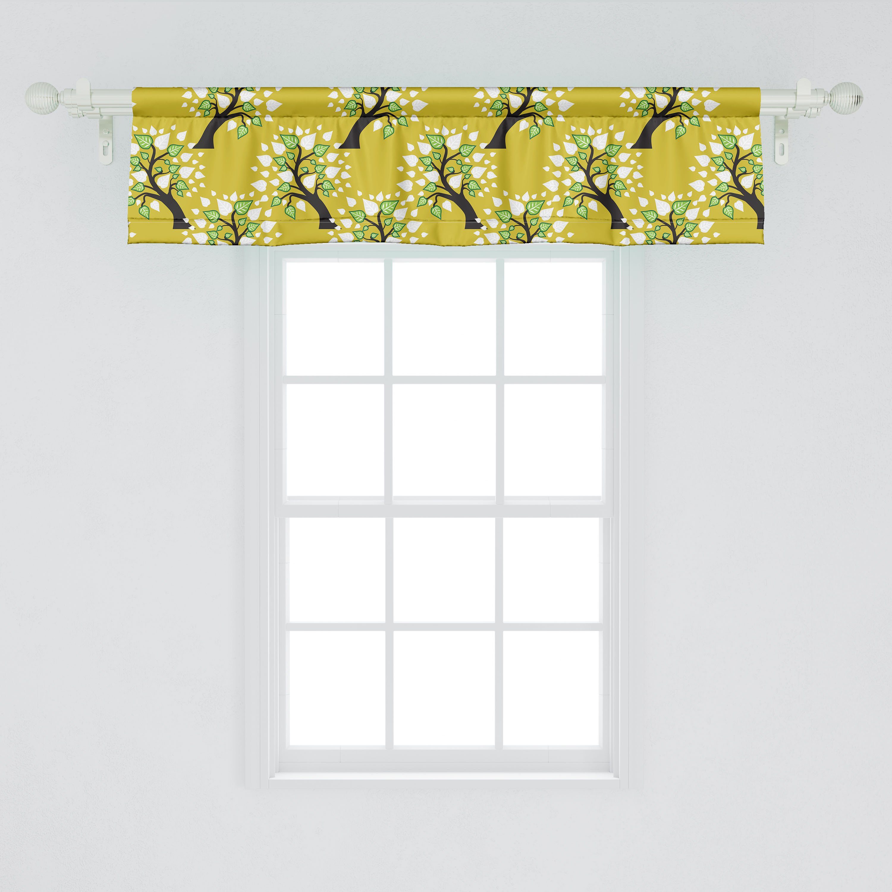 Scheibengardine Vorhang Volant Stangentasche, mit Abstrakte Blätter für Bäume Küche Microfaser, Abakuhaus, Botanisch Dekor und Schlafzimmer