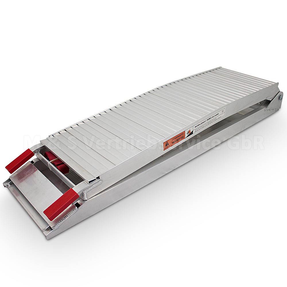 Bituxx Auffahrrampe Motorradrampe geschlossen Aluminium bis 340kg (1-St., Rampe + Befestigungsgurt), 205cm, belastbar bis 340kg, zusammenklappbar, MS-14446