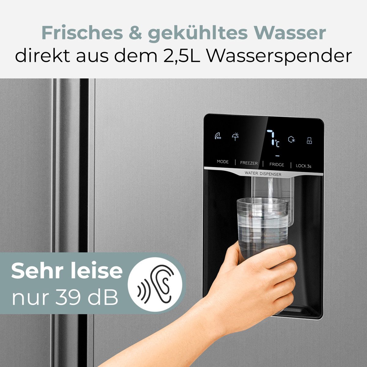 BOMANN Side-by-Side SBS 7367, 171 cm hoch, 91 cm breit, Side by Side Kühlschrank, Wasserspender mit Tank