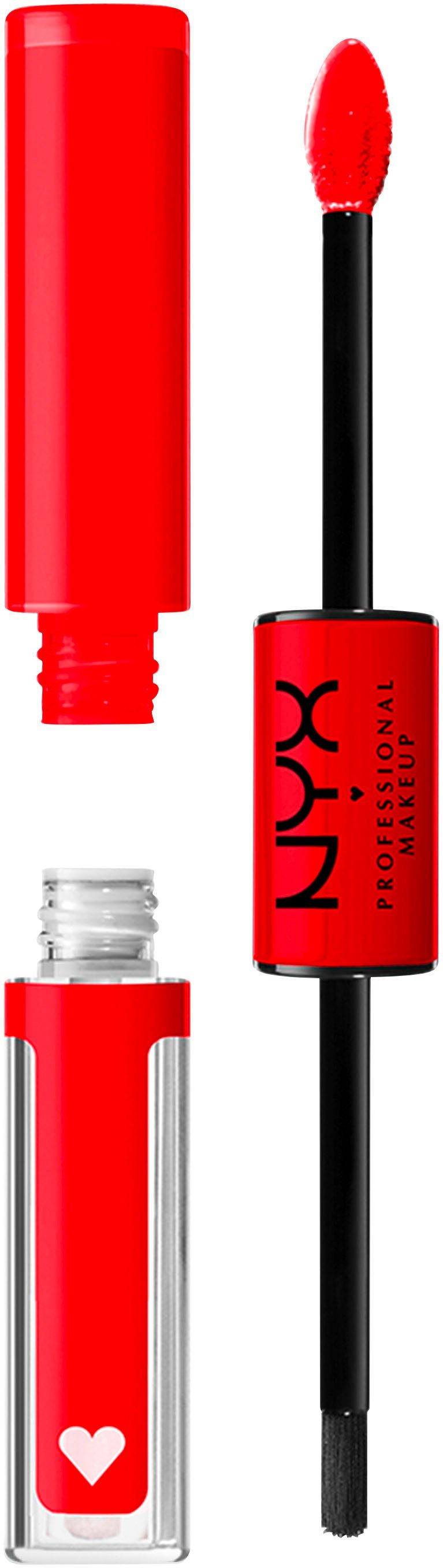 NYX Lippenstift Professional Makeup Lip Red präziser High Shine, Shine In Auftrag Loud geformtem Rebel Pigment Applikator mit