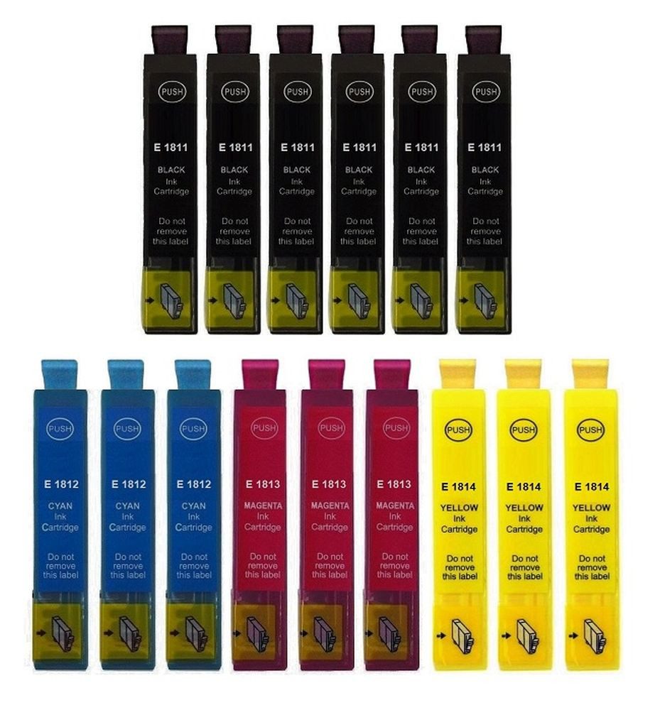 inkpro 15 XL-Druckerpatronen T18XL kompatibel mit Epson 18XL Tintenpatrone (für Expression Home XP-102, 202, 205, 212, 215, 225, 30, 302, 305, 312, 313, 315, 322, 325, 33, 402, 405, 412, 413, 415, 420, 422, 425, 15-tlg., 6 x T1811 Schwarz und je 3 x T1812 Cyan, T1813 Magenta, T1814 Gelb)