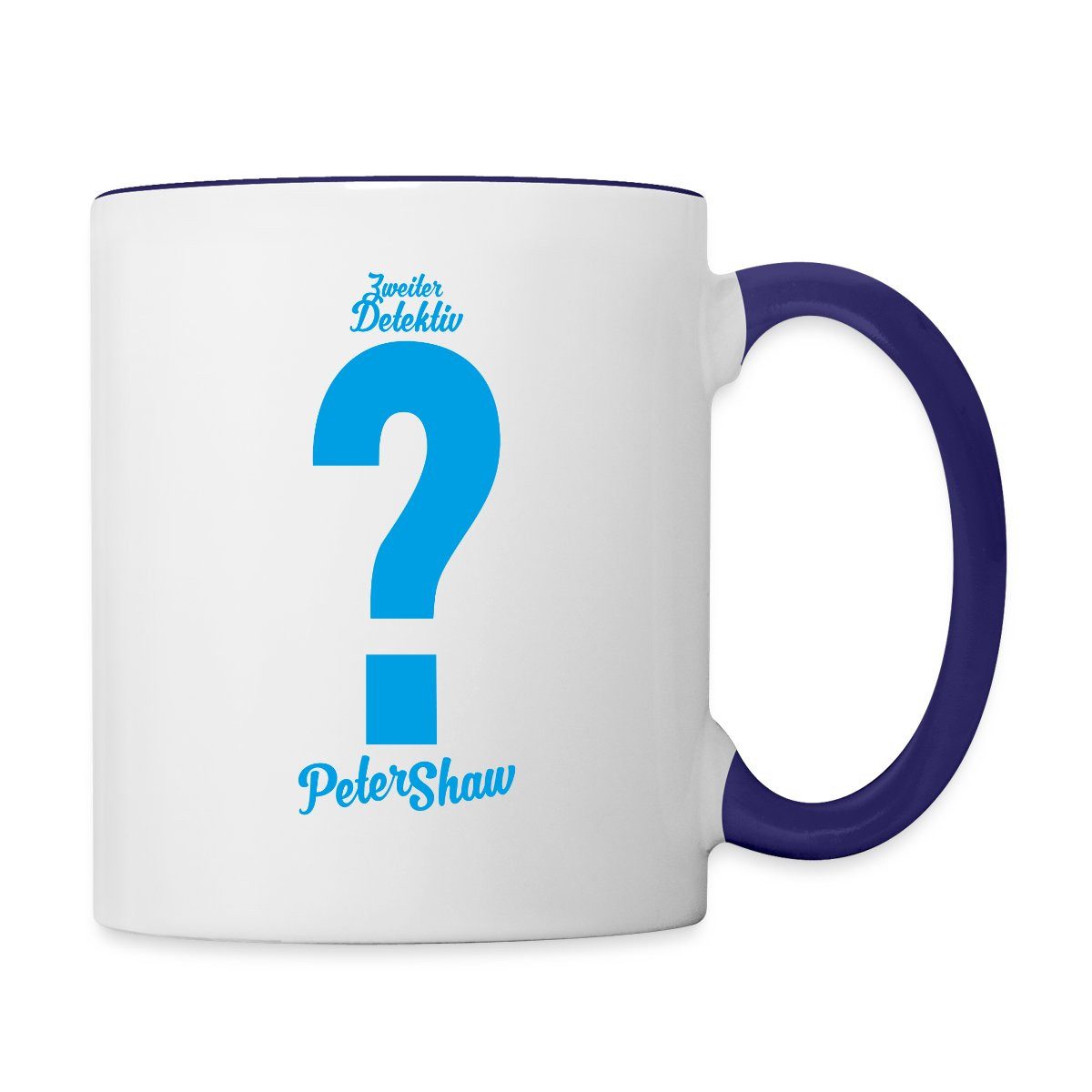 Spreadshirt Tasse Die Drei Fragezeichen Peter Shaw Kostüm Karneval Tasse Zweifarbig, Keramik