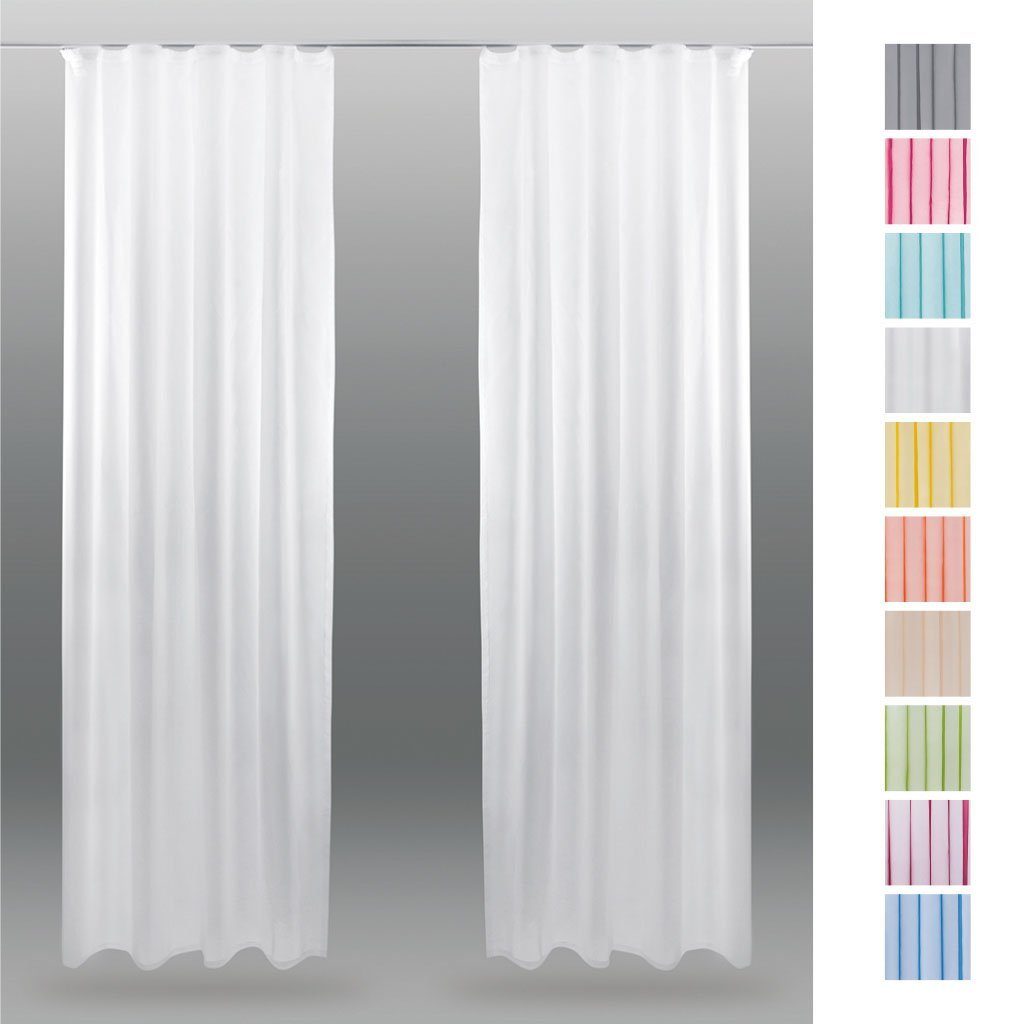 Weiß (2 (2 Voile, mit Universalband) St), Bestlivings, Dekoschals transparent, Gardinenset Vorhang, Kräuselband "Transparent"