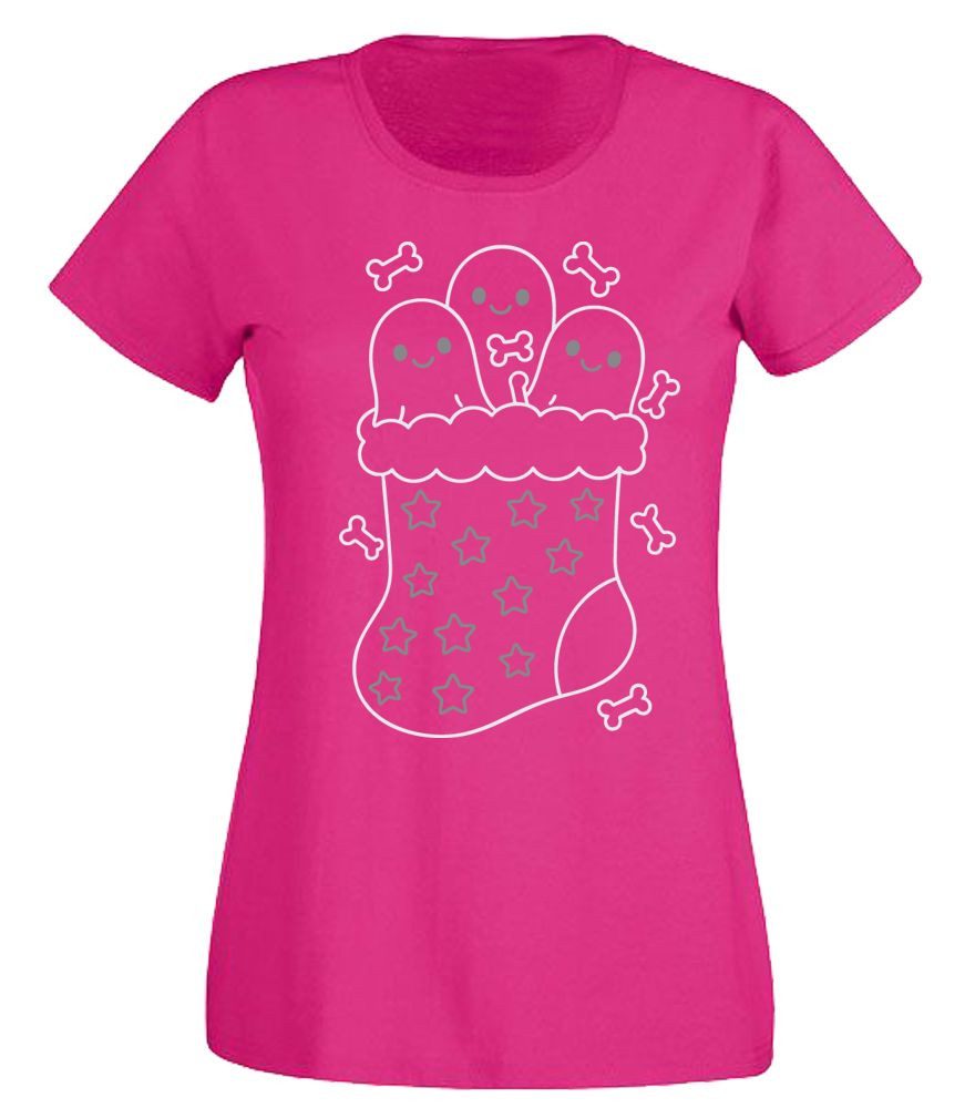 T-Shirt Weihnachtssocke mit Geistern
