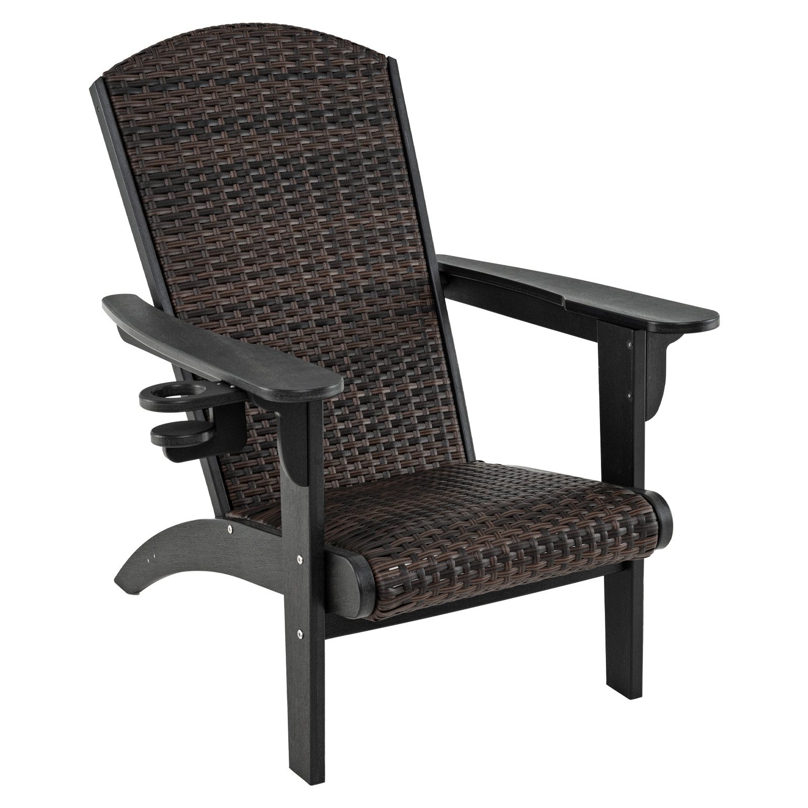 COSTWAY Gartenstuhl (1 St), Adirondack Stuhl aus HDPE, Rattan, gepolstert
