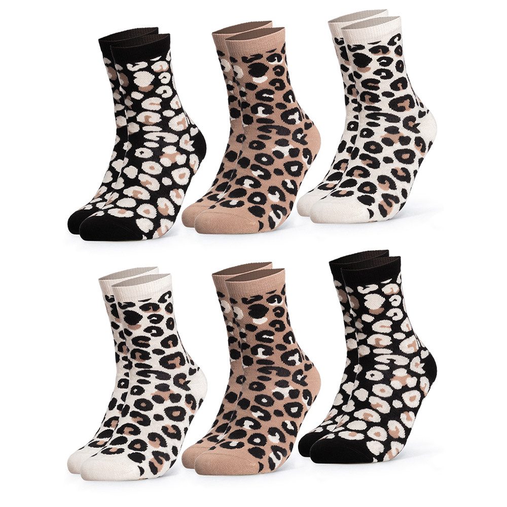 OCCULTO Basicsocken Damen Leo Socken 6er Pack (Modell: Leonie) (6-Paar)
