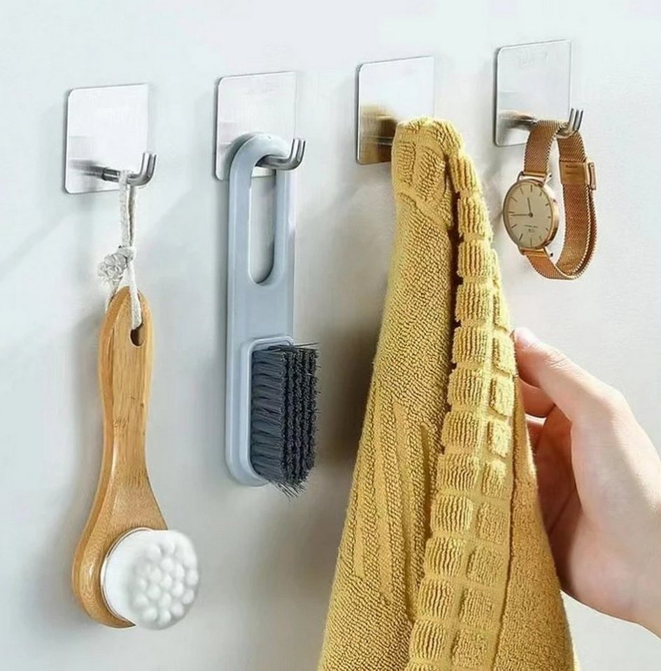 BAYLI Handtuchhalter 4 Stück Handtuchhalter ohne bohren für Bad & Küche -  Mehrzweckhaken