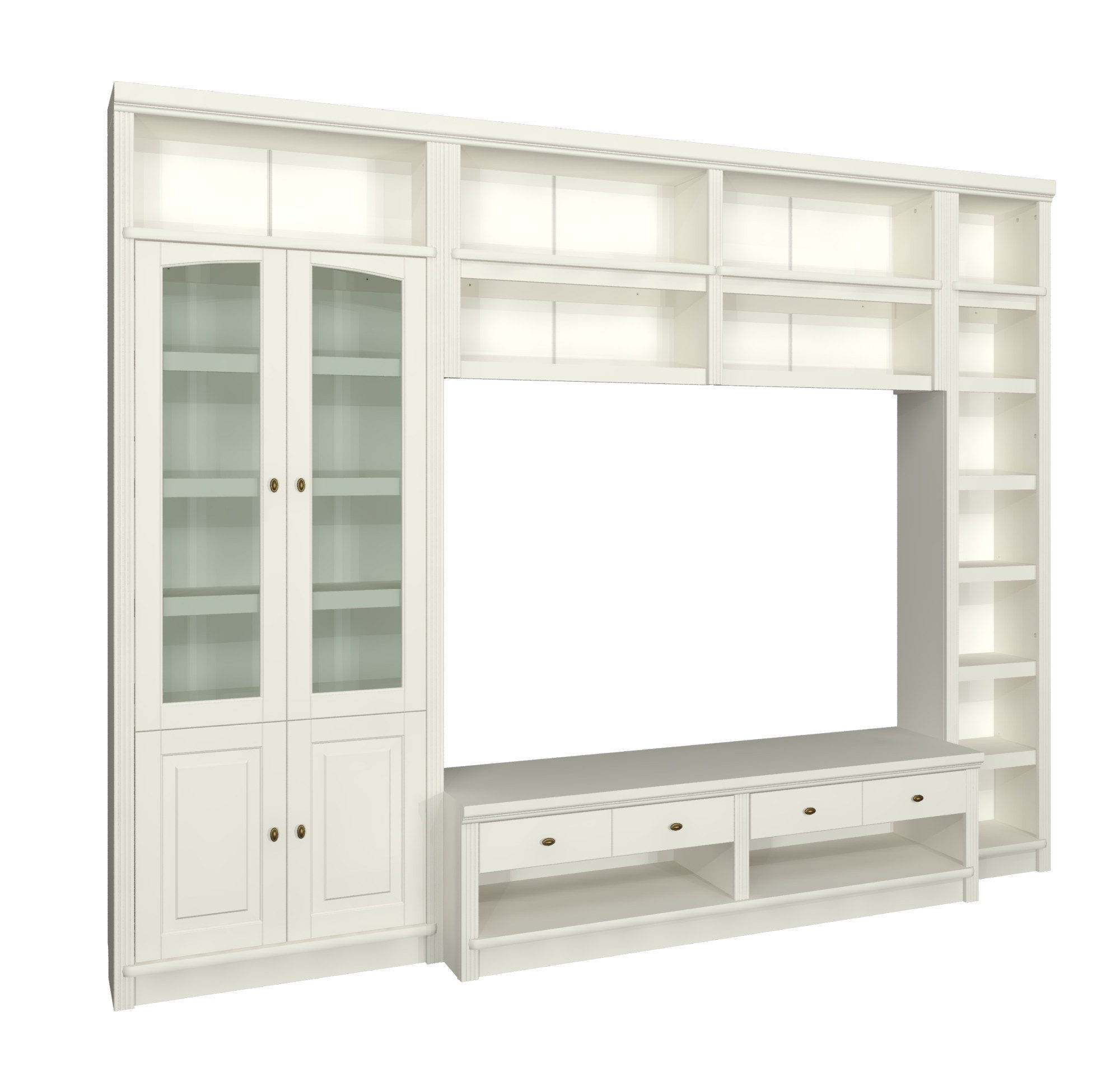OTTO home Wohnwand Soeren, 1 TV-Lowboard, 1 Wandregal, 1 Bücherregal, 1 Vitrine, (Set, 4-St), aus massiver Kiefer, T/B/H 45cm/278cm/220cm