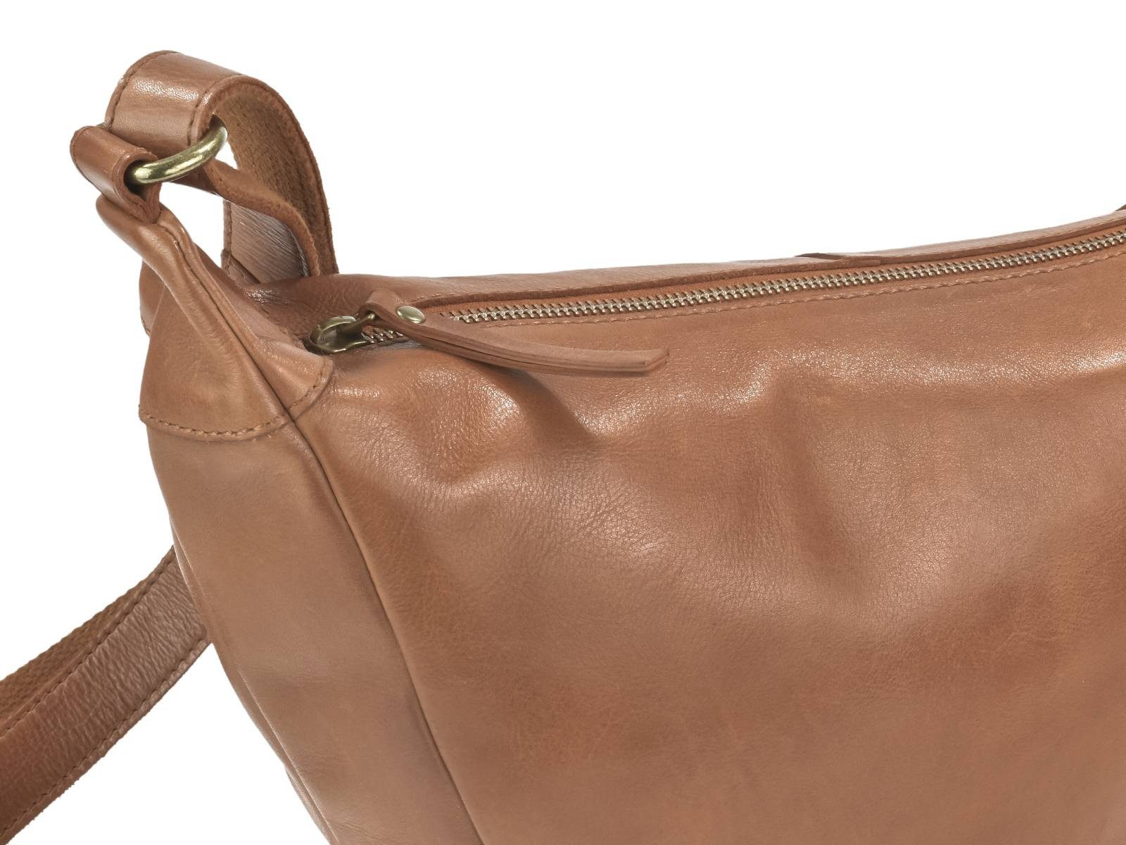 Greenburry Umhängetasche "Colombiana" Leder Crossbody Half Moon Bag Tasche Damen, Hauptfach 34x19cm, Gurt 115-185 cm