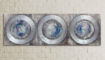 YS-Art Gemälde Balance, Abstraktion, Abstraktes Leinwand Bild Handgemalt Silberne Kreise