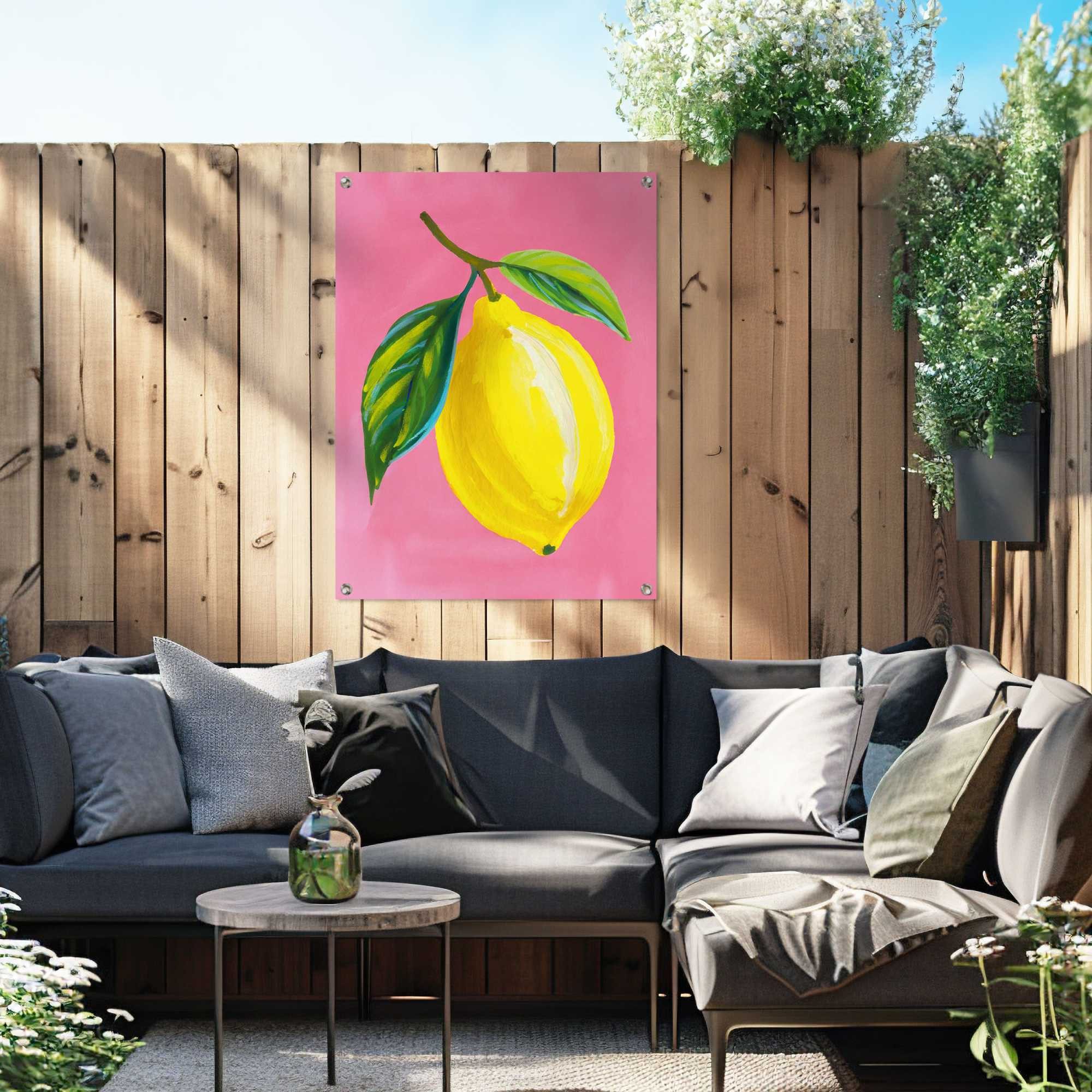 Reinders! Poster Lemon on Pink, Garten - Zitrone - Gelb - Leinwand - Essen und Trinken - 60x80 cm