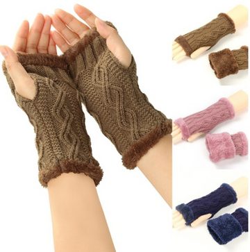 XDeer Strickhandschuhe 2 Paar Fingerlose Handschuhe Armstulpen Damen,Winter Winterhandschuhe Wärmer Strick Handschuhe,Gestrickte Fingerlose Fäustlinge