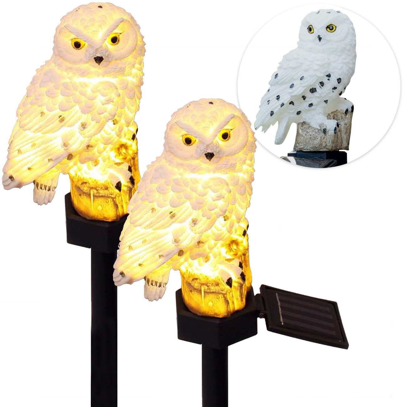 Casativo LED Solarleuchte LED Solar-Eule wetterfest – Gartenleuchte mit Dämmerungssensor, ntegrierter Akku – Bild 2 von 3