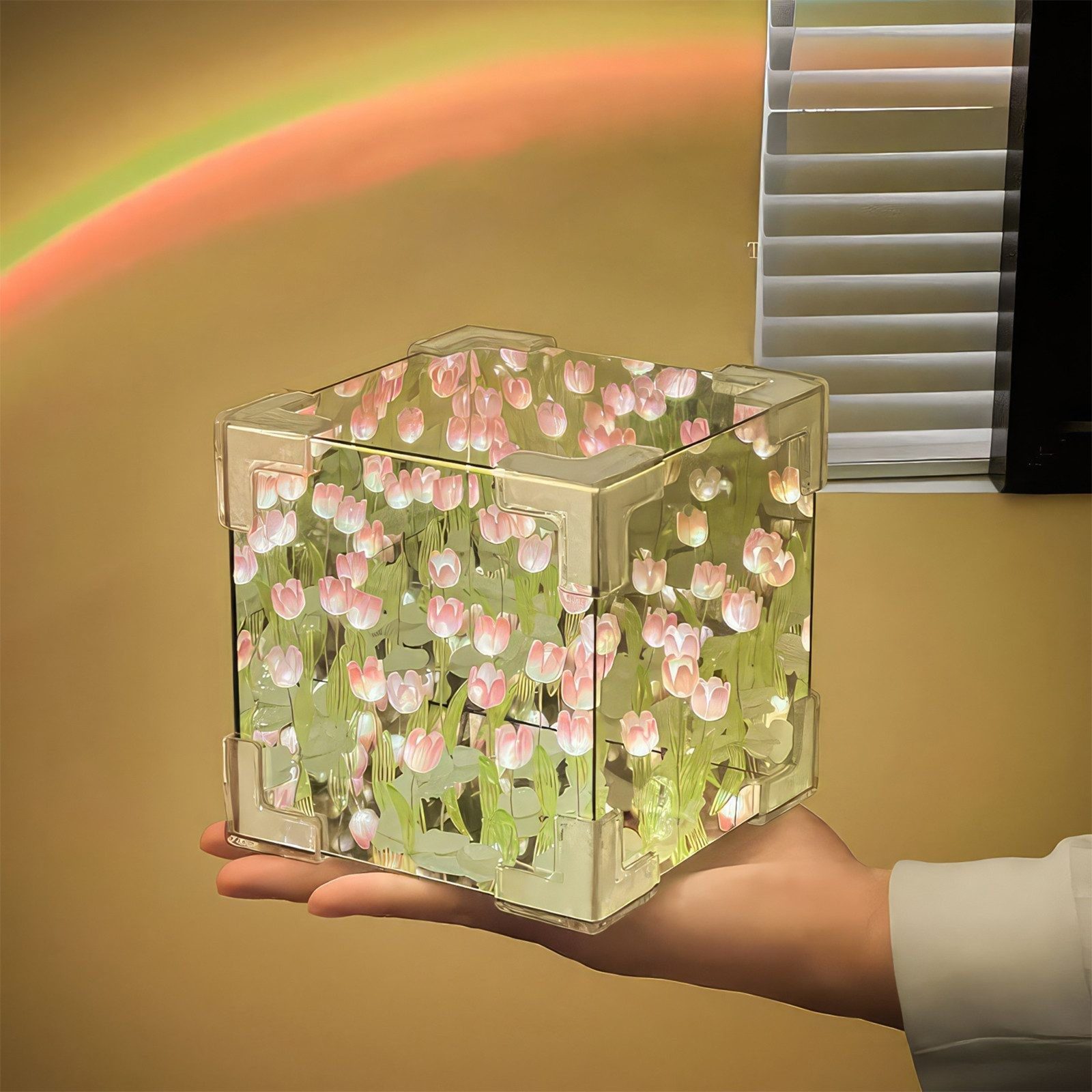 BlingBin Nachtlicht Tulpenwürfel Spiegel Lampe Tulpen Nachtlicht Blumen Tis günstig online kaufen