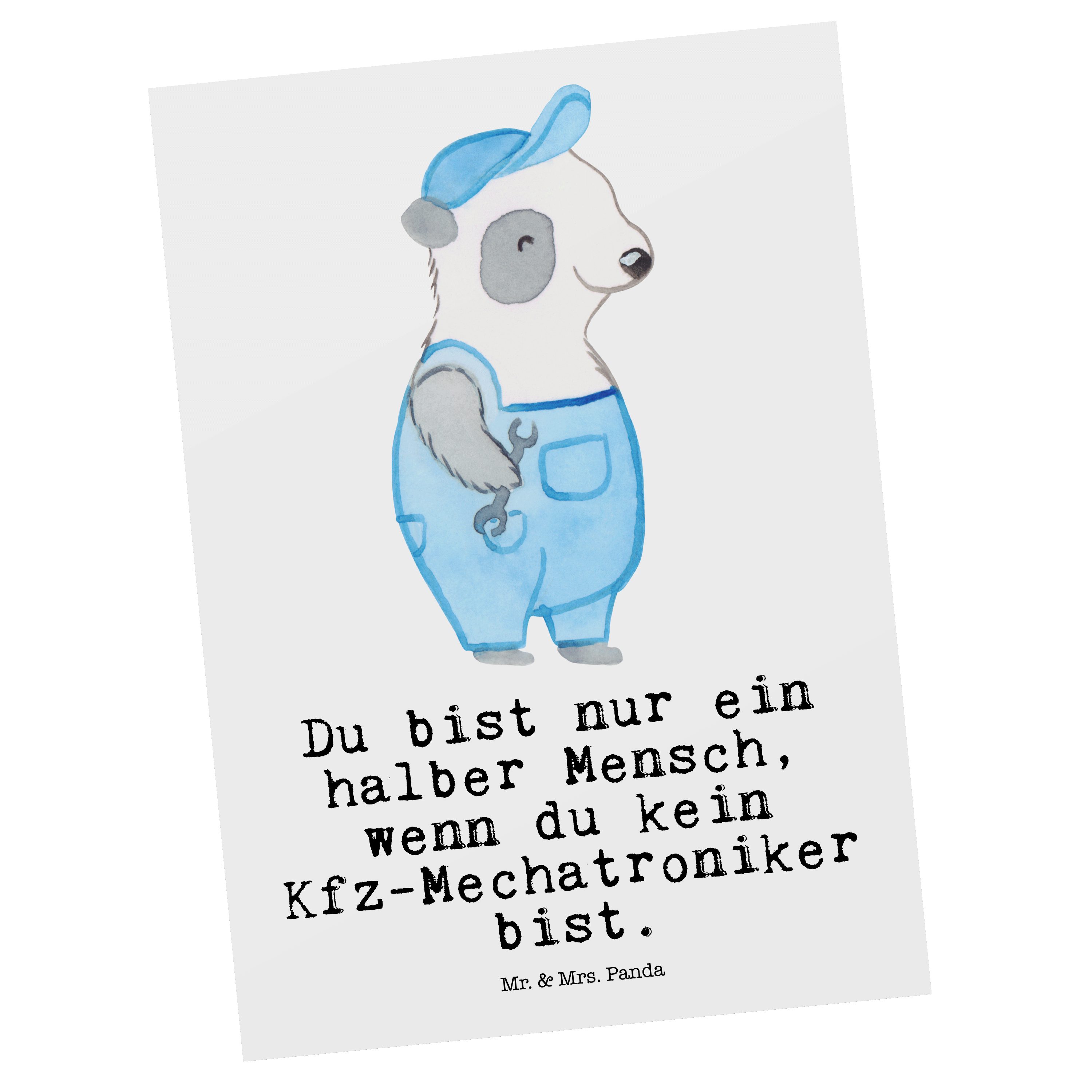 Panda Weiß - Einladu Mr. Kfz-Mechatroniker Karte, Mrs. mit Geschenk, Meister, - Postkarte & Herz