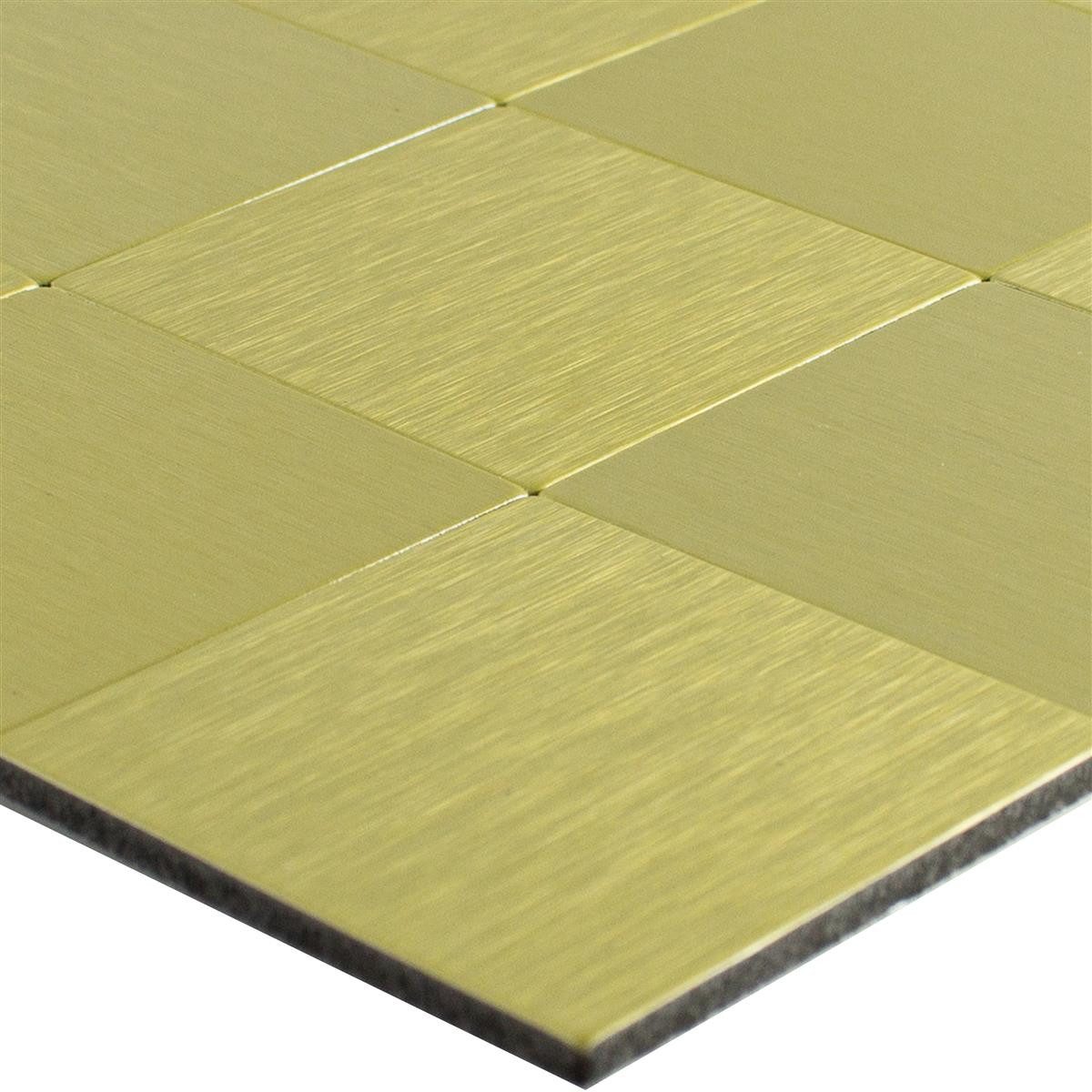 Mosafil Mosaikfliesen Mosaikfliesen Metall Selbstklebend Vryburg Gold Quadrat 48, Metall-Aluminium 30.500x30.500, gold