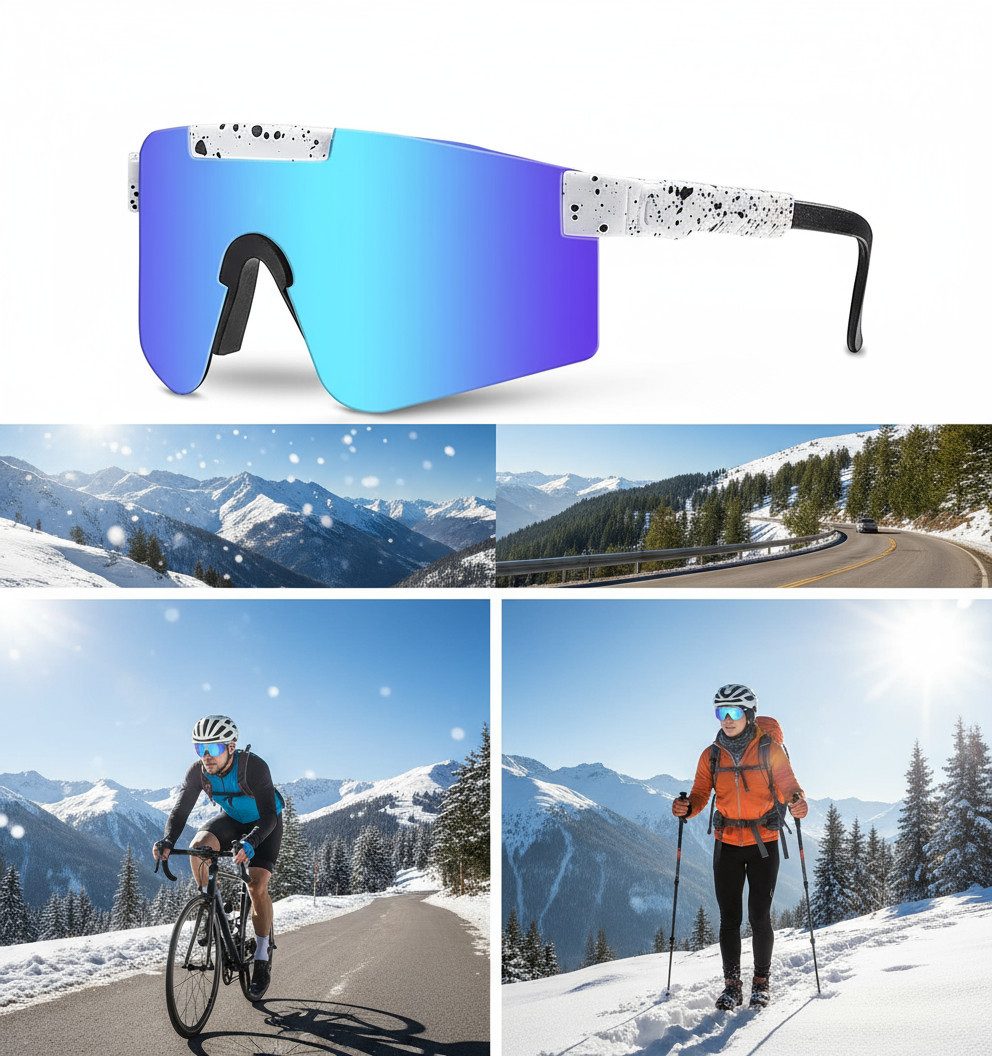 GOLDEN Monoscheibensonnenbrille Sonnenbrille Schutzbrille Sportbrille Fahrradbrille Brille UV 400