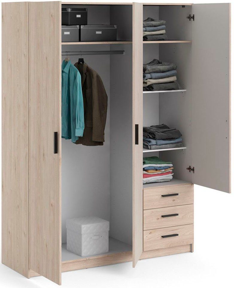 Home affaire Kleiderschrank Sprint, viel Stauraum, robuste Qualität, 3 Breiten 98, 147, 195 cm Breite 98,5/147 oder 195,5 cm, je mit Einlegeböden und Kleiderstange