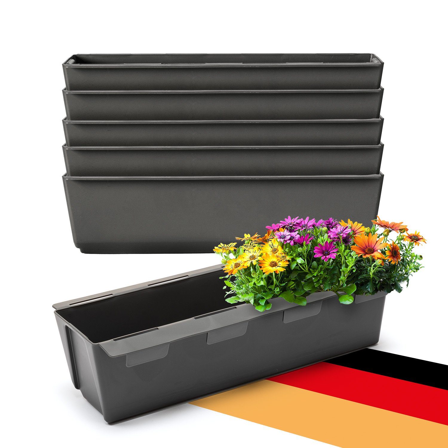 BigDean Blumenkasten Paletten-Einsatz zum Einhängen 37cm anthrazit Pflanzkasten Europalett (Set, 6 St., Kasteneinsätze), Pflanzkasten-, Blumenkasten- Einsatz Paletten.