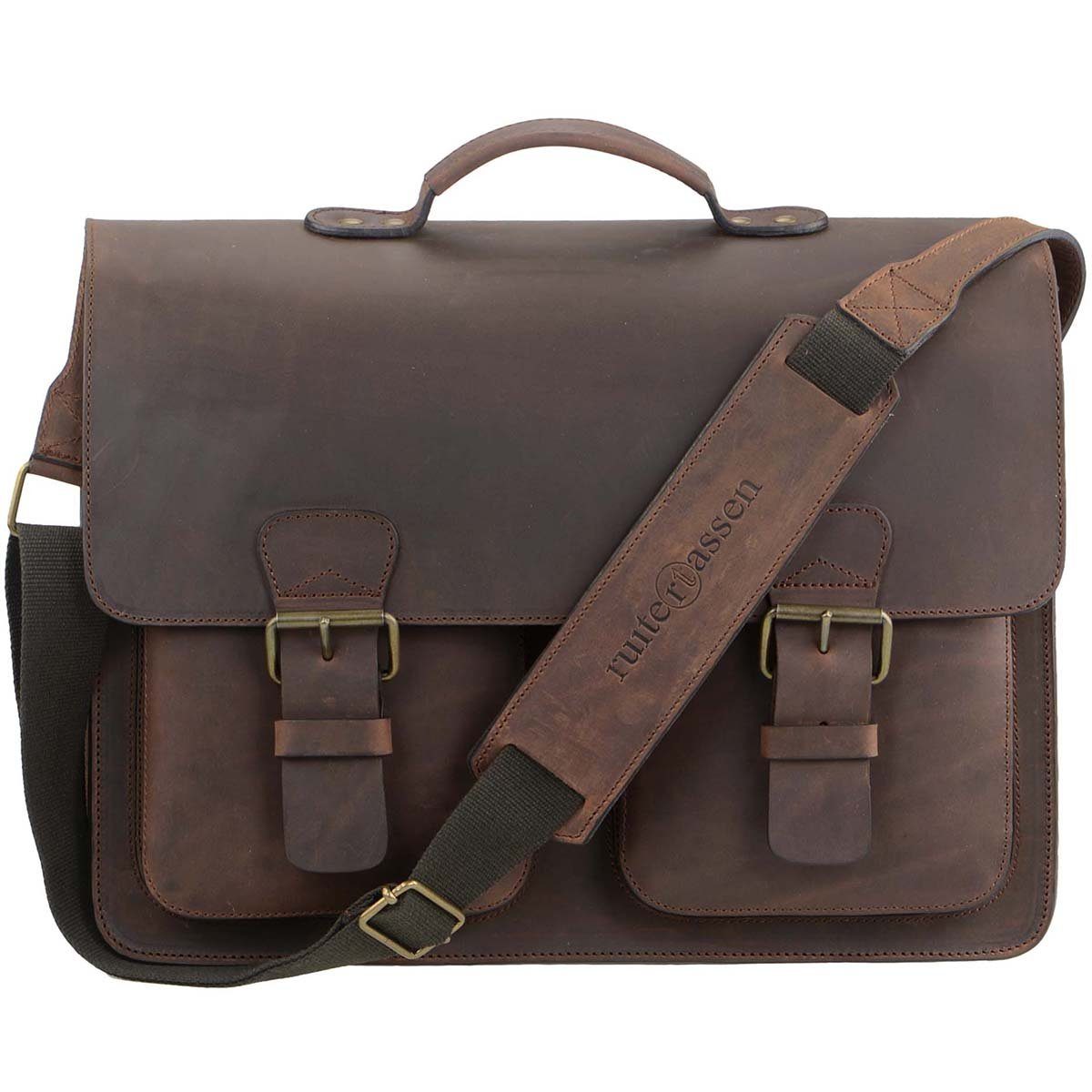 Ruitertassen Aktentasche Classic Adult, 42 cm Lehrertasche mit 3 Fächern, Notebookfach, rustikales Leder ranger