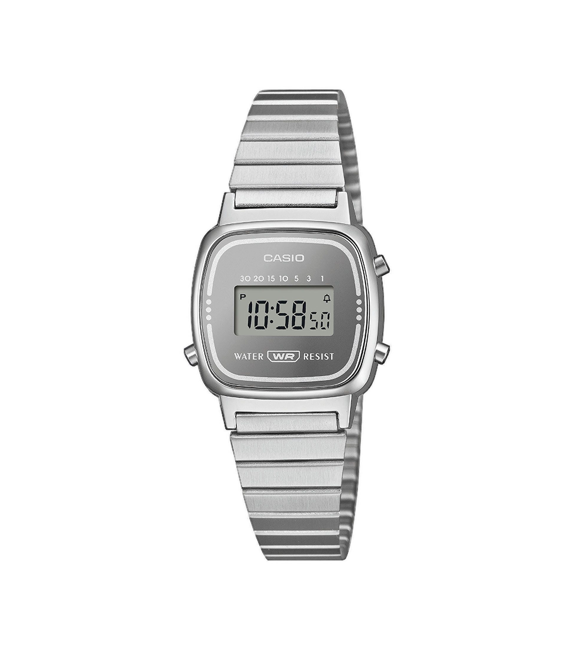 CASIO VINTAGE Chronograph LA670WES-7AEF, Quarzuhr, Armbanduhr, Damenuhr, Edelstahlarmband, digital