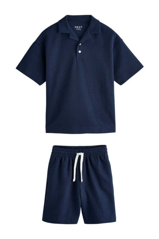 Next Shirt & Shorts Kurzärmeliges, strukturiertes Poloshirt + Shorts (2-tlg)