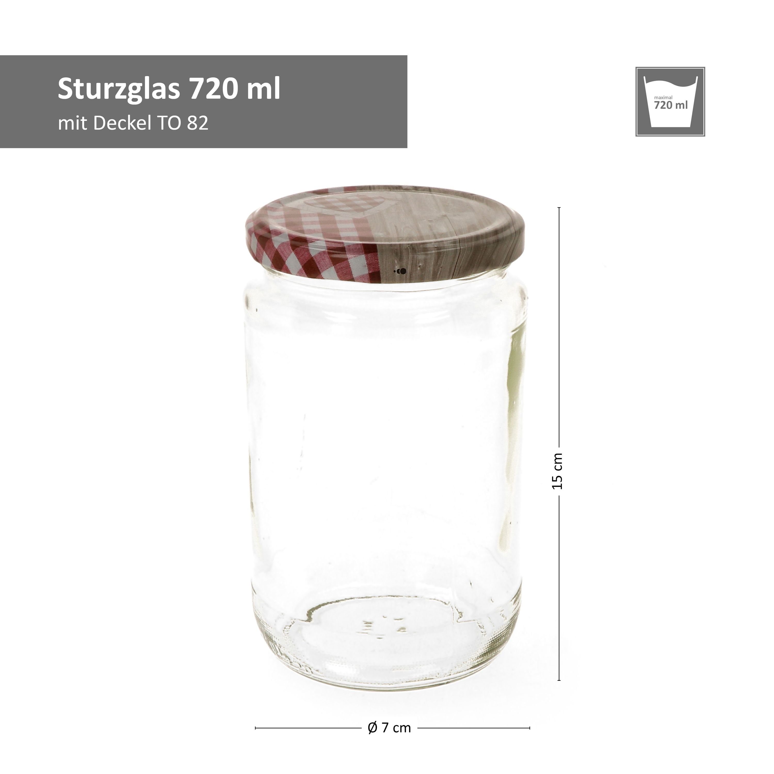 Rezeptheft, 720 Holz ml Rundglas To incl. Glas Deckel Set rot 82 MamboCat Einmachglas Herz 6er